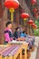 Red Yao women selling goods and souvenirs in Longji Yao village, China
