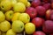 Red and yellow apples ready for market