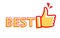 Red yellow best with thumbs up recommended design vector tag