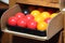 Red, yellow and black billiard balls at a vintage market