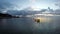 Red and yellow buoys by the harbor on the coastline, time lapse 4K