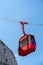 Red and yellow cable cars at Rosh Hanikra National Park and grottoes in Israel