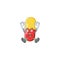 Red yellow capsules cartoon character design showing shocking gesture