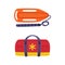 Red and Yellow Emergency and Rescue Medical Bag and Float Surface Vector Set