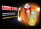 Red and yellow energy drinks with abstract shining circle and aura