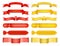 Red and yellow glossy ribbon vector banners set