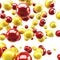 Red and yellow glossy spheres