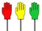 Red, yellow and green palm signs