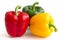 Red, yellow and green peppers