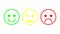 Red, yellow, green smileys emoticons icon negative, neutral and positive, different mood.