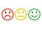 Red, yellow, green smileys emoticons icon negative, neutral and positive, different mood. Outline design. Vector