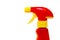 Red and yellow intense colours plastic water spray bottle used for cleaning products at home in the kitchen or bathroom