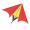 Red yellow kite icon, cartoon style