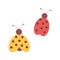 Red and yellow ladybugs, insect, beetle. Vector Illustration for printing, backgrounds, covers, packaging, greeting cards, posters