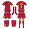 Red and yellow number soccer jersey with sock and short mock up