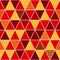 Red and yellow patterned triangles geometric seamless pattern, vector