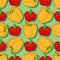 Red and yellow pepper seamless pattern. Vegetanbles wrapping paper. Textile print, interior decor and pattern design