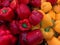 Red and yellow peppers close-up.