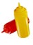 Red and yellow plastic ketchup and mustard bottles