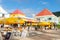 Red and yellow Restaurant/Bar by the beach in Philipsburg Sint Maarten