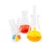 Red yellow solution in flask and test tube solution