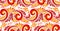 Red and yellow swirls and berries seamless pattern in Russian khokhloma style