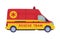 Red and Yellow Van or Truck with Siren as Rescue Equipment and Emergency Vehicle for Urgent Saving of Life Vector