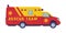 Red and Yellow Van or Truck with Siren as Rescue Equipment and Emergency Vehicle for Urgent Saving of Life Vector