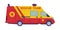 Red and Yellow Van or Truck with Siren as Rescue Equipment and Emergency Vehicle for Urgent Saving of Life Vector