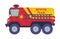 Red and Yellow Van or Truck with Siren as Rescue Equipment and Emergency Vehicle for Urgent Saving of Life Vector