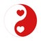 red yin yang symbol with hearts, couple harmony