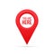 Red You Are Here Location Pointer Pin. Vector stock illustration