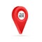 Red You Are Here Location Pointer Pin. Vector stock illustration