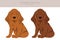 Redbone coonhound puppies clipart. Different poses, coat colors set