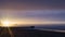 Redcar beach at sunset. Industrial background.