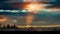 Redcar beach at sunset. Industrial background.