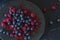 Redcurrants, blueberries and raspberries