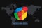 REDDCOIN RDD Abstract Cryptocurrency. With a dark background and a world map. Graphic concept for your design