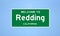 Redding, California city limit sign. Town sign from the USA.