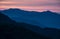 Reddish sky at dawn in mountains