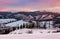 Reddish winter evening over the mountains