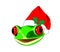 Redeyed frog wearing santa hat