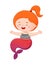 Redhaired little mermaid with a ponytail smiling bright