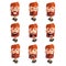 Redhead bearded man with emotional face set, male avatar with facial expression vector Illustrations on a white