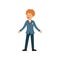 Redhead boy character in school uniform vector Illustration