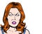 Redhead comic pop art character angry and white background