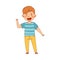Redhead Emoji Boy Waving Hand as Friendly Greeting Vector Illustration