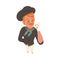 Redhead Freckled Man Chef in Toque Looking Up Watching at Something and Showing Hand Gesture Above View Vector