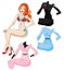 Redhead girl doll with a set of clothes dresses and suits