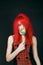 Redhead girl with lollipop